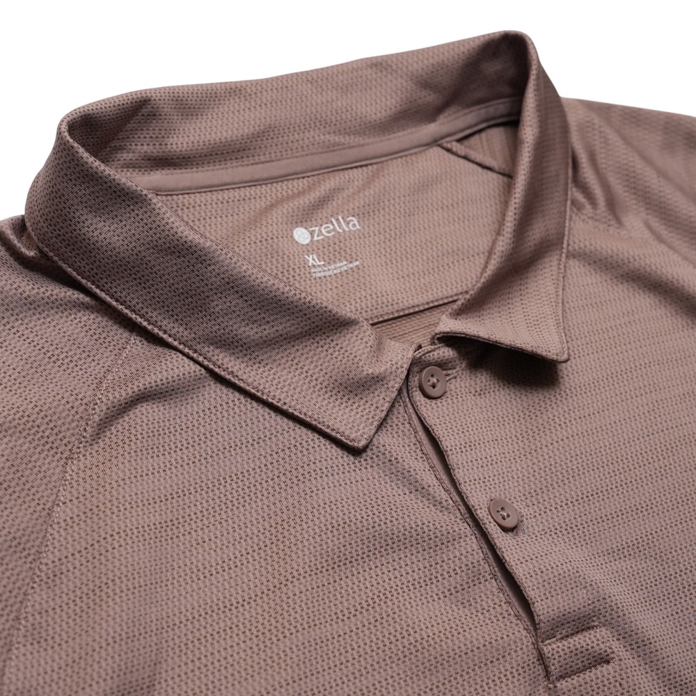 Zella Performance Polo Mens XL‎ Brown  Shirt Textured Activewear Short Sleeve